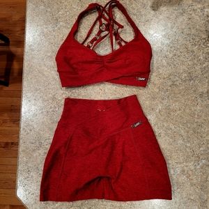 Bombshell Sportswear Red Sports Bra and Shorts Set